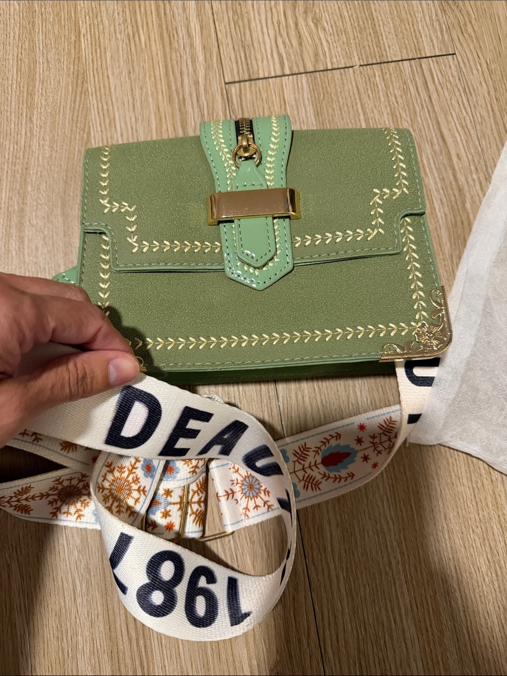 Deauty 1987 Sage Green Boho Crossbody With Dustbag NWOT - Picture 10 of 10